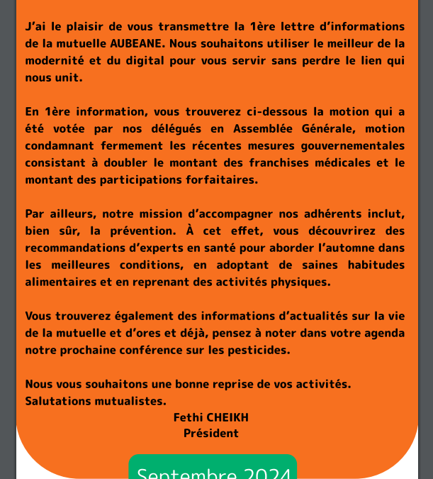 Lettre d’informations Septembre 2024